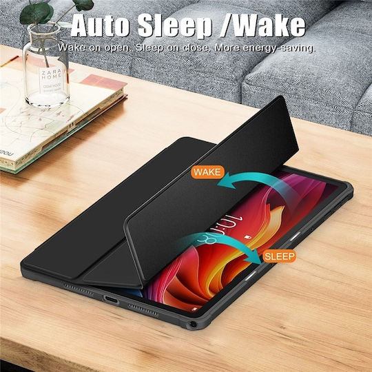Калъф Книга Tri-fold Стойка Прозрачна Твърда Гръб Lenovo Tab K11 Plus Черен