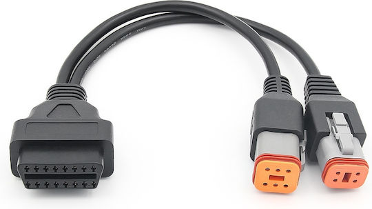 Techstar Obd2 Adapter Cable Harley-davidson 4 Pin + 6 Pin Y Splitter