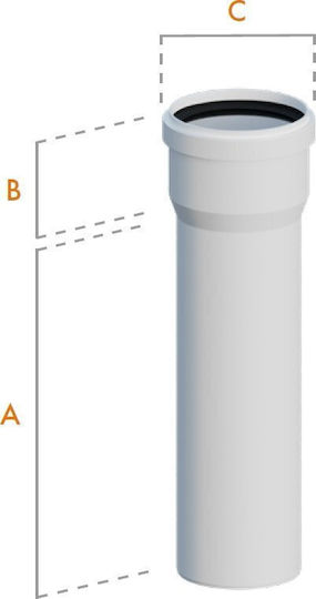 Ricom Σωλήνας Ευθείας Pp L2000 Dn80 Στεγάνωση 2000mm
