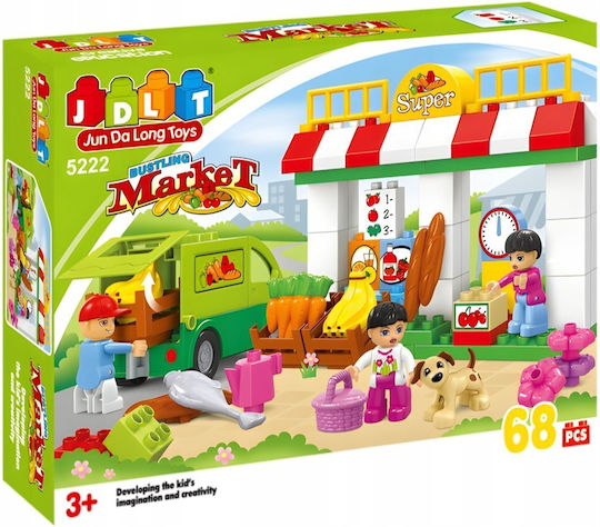 Bounn Cuburi de construit educative Super Market pentru 3+ ani 68 buc
