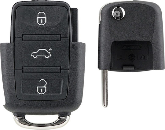 Carcasă Telecomandă Auto 3 Butoane Cu Lamă Inclusă Compatibil Volkswagen Skoda Seat