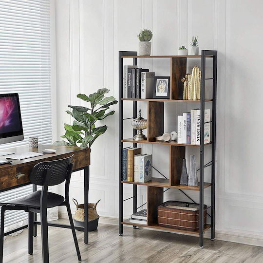 Bücherregal Schwarz Kaffee 74x30x154,5cm