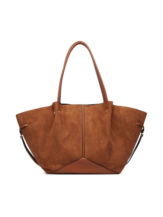 Fabric Women's Tote Bag Suede Tabac Brown