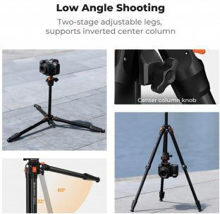 K&F Concept Aluminum Tripod with Spherical Head up to 45cm and 1.2kg Load