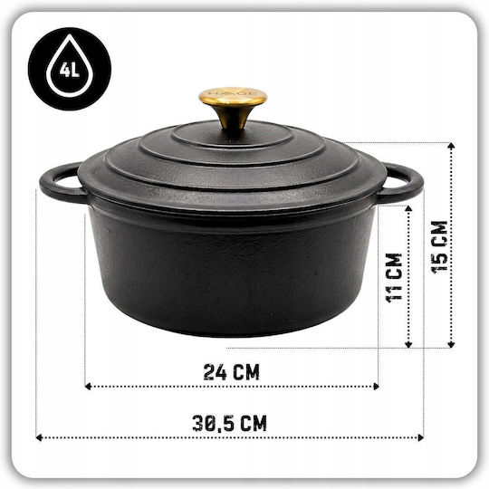 Atusa Плитка Тенджера от Чугун 4lt / 24cm