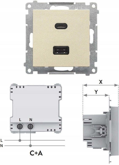 Kontakt-Simon Single Walled Power Socket Gold