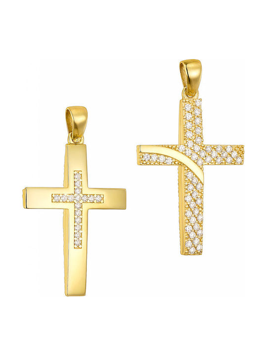 Papoulidis Jewellery Златен Кръст 14 Карата Двулицев