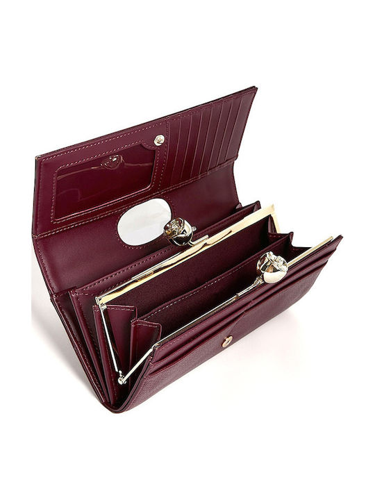 Rose Detail Large Leather Women's Wallet Red