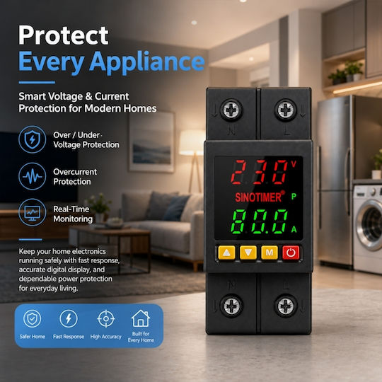 Sinotimer Instrument de Măsură pentru Panou Electric Digital pe Șină Monofazat