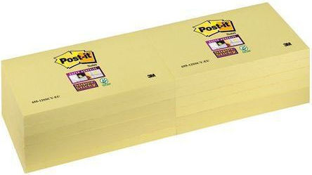 Post-it Bilețele Autocolante de Notițe în Cub de 90 Foi Galbene 7.6x12.7cm Set 12 Bucăți