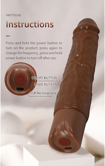 Pretty Love Realistic Vibrator 22cm Brown