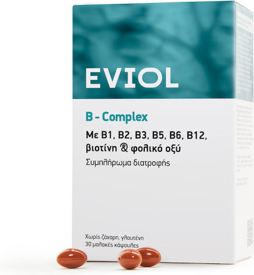 EVIOL B-Complex Vitamin für Energie, Stärkung des Immunsystems & das Nervensystem 30 Softgels