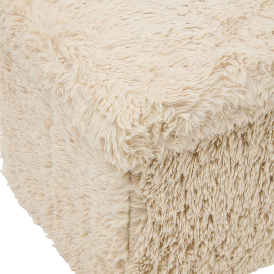 Collapsible Bed Bench Stool With Storage Space Upholstered With Fabric A-s Duvia Beige 76x38x38cm