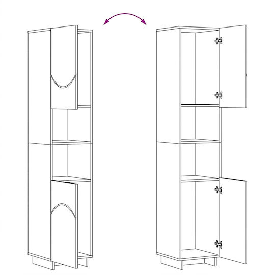 vidaXL Badezimmer-Säulenschrank Ντουλάπι Boden Säule M36.5xB38xHöhe 180cm Sonoma