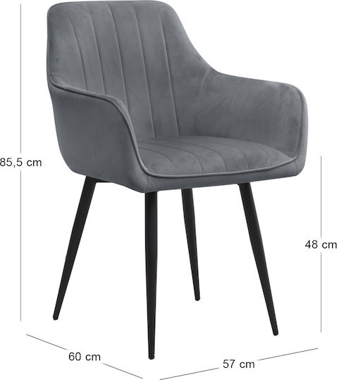 Piero Ess- und Küchenstühle Samt Anthrazit 57x60x85.5cm