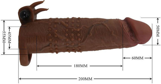 Pretty Love Penis Extension with Vibration Brown 20cm