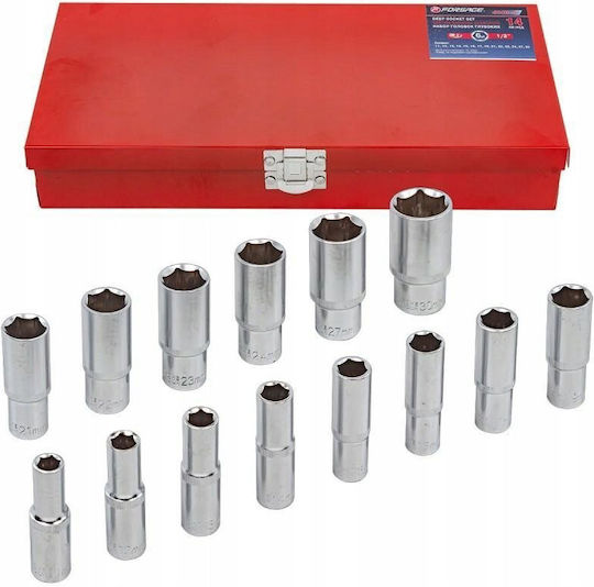 Forsage Σετ Βαθιές Καρυδάκια 1/2" 14 Τεμάχια 11-30mm 6-γωνικά