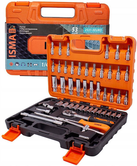 ISMA Fieldmann Ratschen- und Steckschlüssel-Set 1/4" 53 Stück