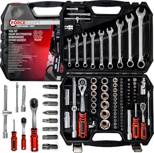 Forcekraft Ratchet with Sockets 1\2" & 1\4" 82 Pieces