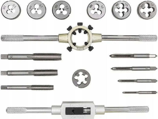 Bituxx Set Handgewindebohrer und Gewindeschneider 16 Stück M3-m12 Organizer Pu