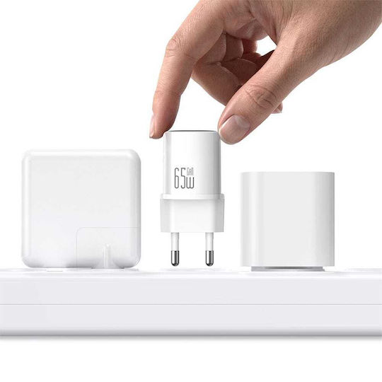 Mcdodo GaN Handyladegerät mit USB-C Ausgangsanschluss und Kabel USB-C - USB-C 65W Stromlieferung Weiß (Nano Series CH-8263)
