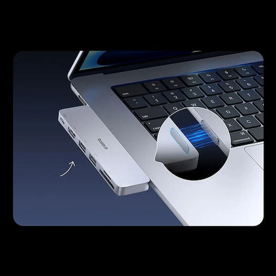 Baseus UltraJoy Series 6in1 Докинг станция с Двоен USB-C HDMI 4K Сив