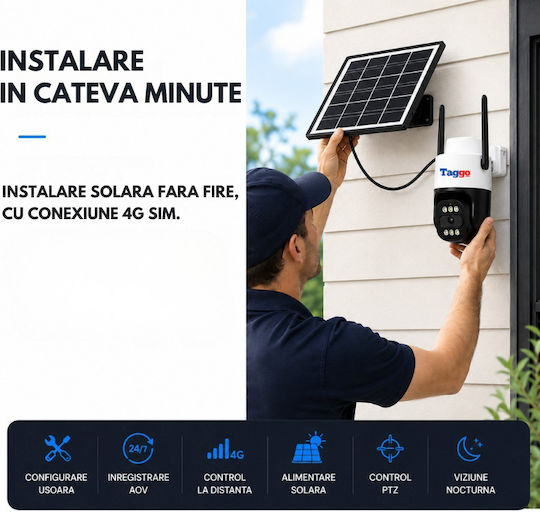 Taggo Stil Cameră De Supraveghere IP 4G Full HD+ 5MP Rezistentă La Apă Cu Comunicare Bidirecțională De La Baterie