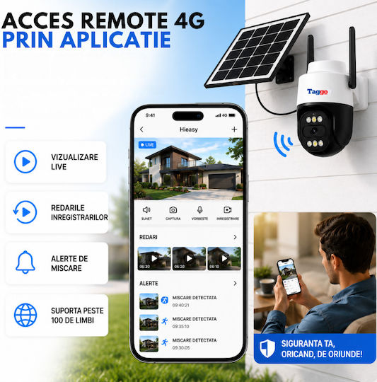 Taggo Stil Cameră De Supraveghere IP 4G Full HD+ 5MP Rezistentă La Apă Cu Comunicare Bidirecțională De La Baterie