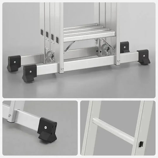 Songmics Scară Multifuncțională Din Aluminiu Cu Înălțime Maximă De 3.2m