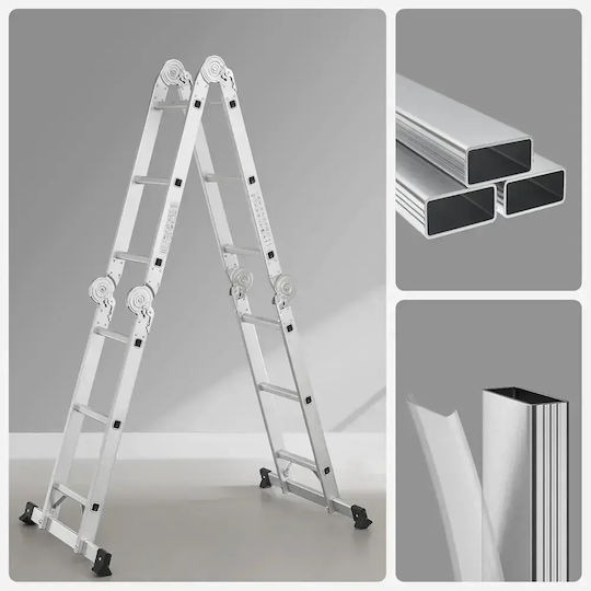 Songmics Scară Multifuncțională Din Aluminiu Cu Înălțime Maximă De 3.2m