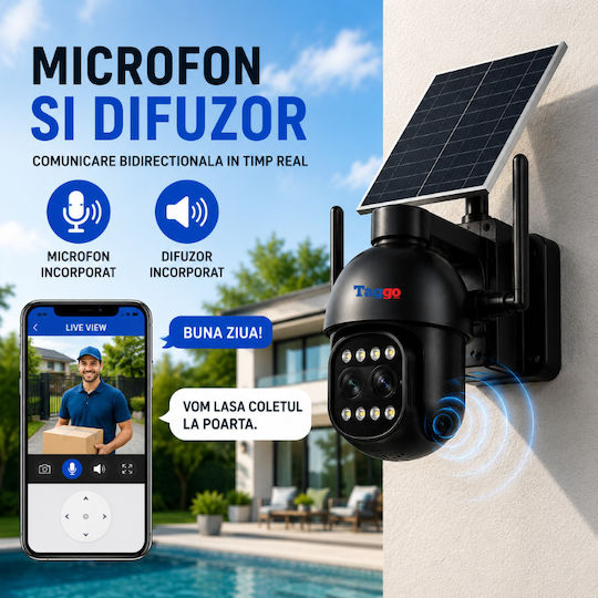 Taggo TAGGO-PRO-D12-WIFI IP Cameră de Supraveghere Duală Wi-Fi Full HD+ 5MP Impermeabilă cu Baterie cu Comunicare Bidirecțională și Obiectiv de 3.6mm