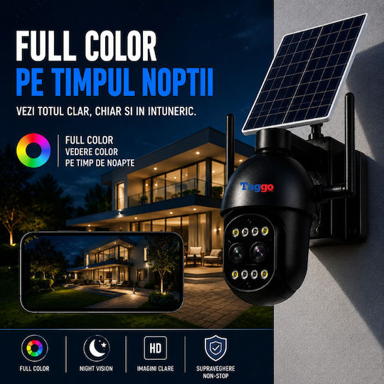 Taggo TAGGO-PRO-D12-WIFI IP Cameră de Supraveghere Duală Wi-Fi Full HD+ 5MP Impermeabilă cu Baterie cu Comunicare Bidirecțională și Obiectiv de 3.6mm