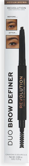 Revolution Beauty London Duo Brow Definer Химикал за Вежди Средно Кафяво 0.25гр