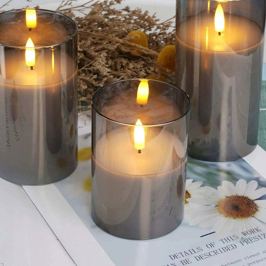 Decorative Lamp Warm White Wax 3pcs 7.5x7.5cm