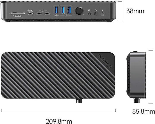 Orico 22-in-1 USB-C Докинг Станция с HDMI 4K PD Ethernet и Свързване 4 Монитора Черен