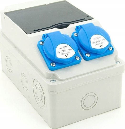 Els Elektrotechnika Construction Garden Distribution Box 2*gs 230v + Protections + Residual Current Device + Certified Mid Meter 6no21c00fl