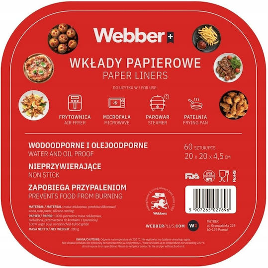 Webber Αντικολλητικά Χαρτιά για Air Fryer 20x20εκ. 60τμχ