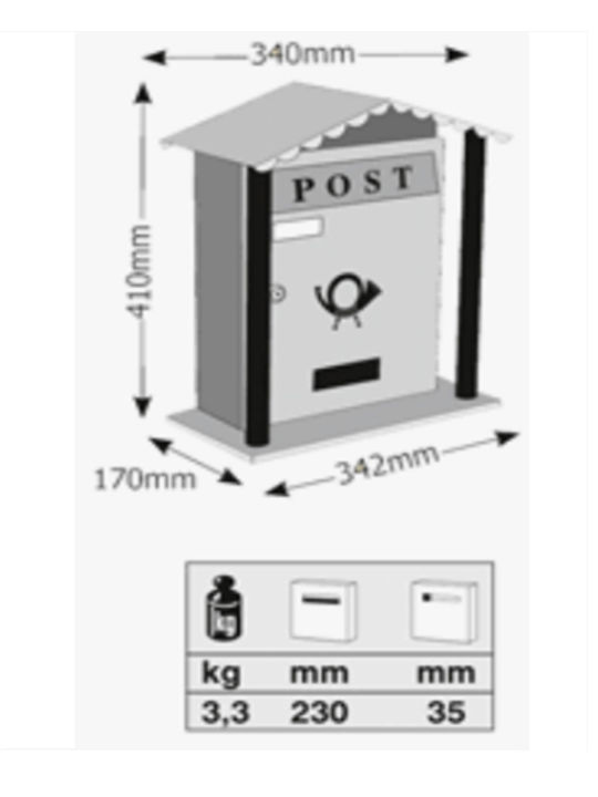 Viometal Cutie Poștală În Aer Liber Metalică Maro 34x17x41cm