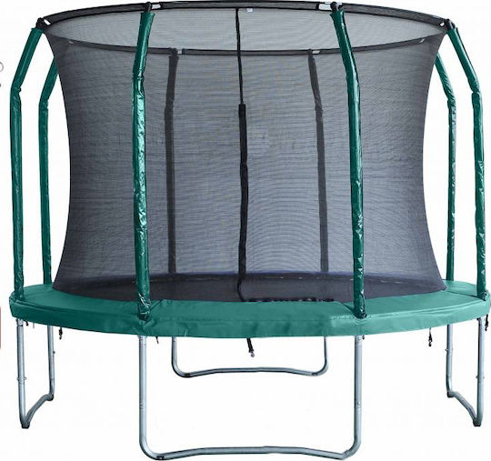 Trampolino Τραμπολίνο Εξωτερικού Χώρου Διαμέτρου 365εκ. με Προστατευτικό Δίχτυ & Σκάλα Πράσινο