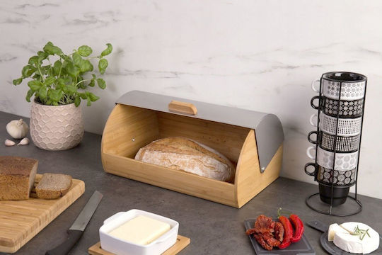 Zeller Brotkasten mit Deckel aus Bambus Grau 39x26cm