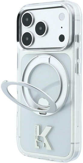 Karl Lagerfeld Etui Kameo Metal Magsafe Ring Stand 360 iPhone 18 Pro Max 17 Pro Max Transparent