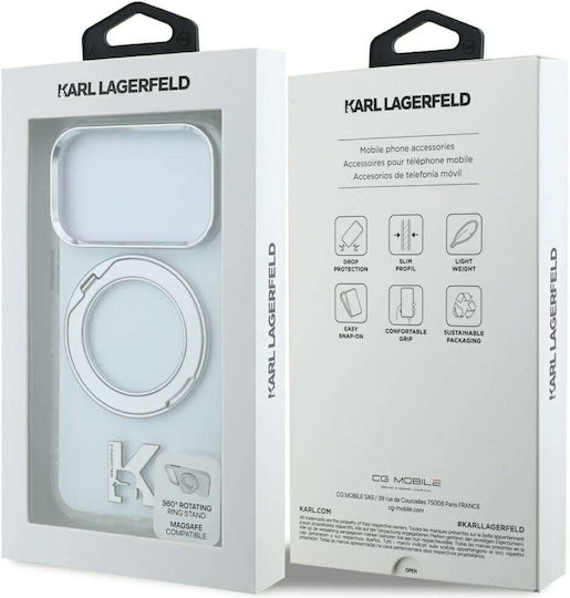 Karl Lagerfeld Etui Kameo Metal Magsafe Ring Stand 360 iPhone 18 Pro Max 17 Pro Max Transparent