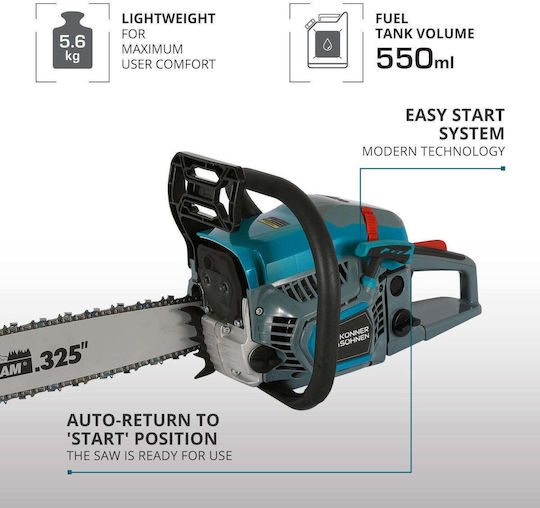 Könner & Söhnen Gasoline Chainsaw 3.1hp with 45cm Blade and Easy Start