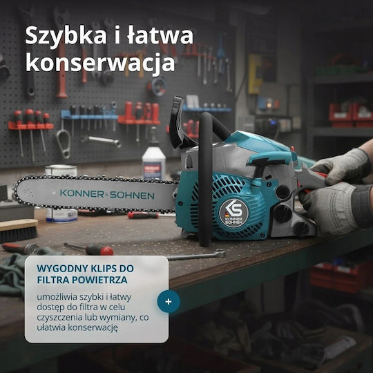 Könner & Söhnen Gasoline Chainsaw 35cc 5.6kg with 35cm Blade and Easy Start