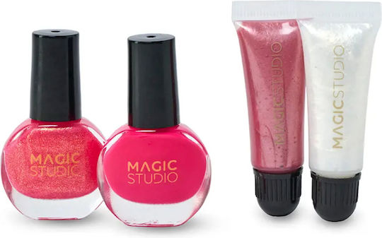 Magic Studio Nails + Lips Σετ Μακιγιάζ για τα Χείλη με Νεσεσέρ Colorful 5τμχ