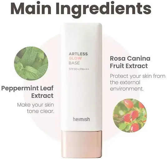 Heimish Artless Glow SPF 50+ PA+++ Primer Face Cream Form with 50SPF Base 40ml