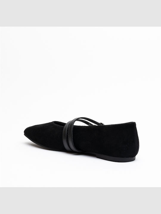 Women's Ballerina Shoes with Strap Black