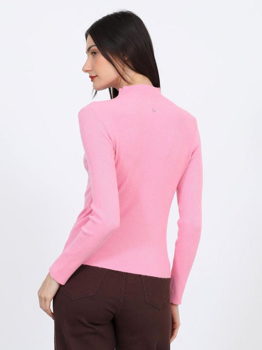 Women's Pink Turtleneck Sweater