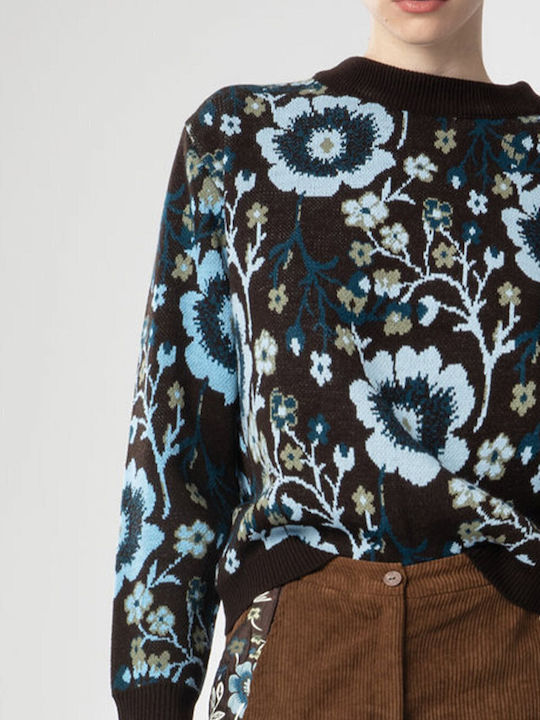Women's Blouse Long Sleeve Floral Light Blue