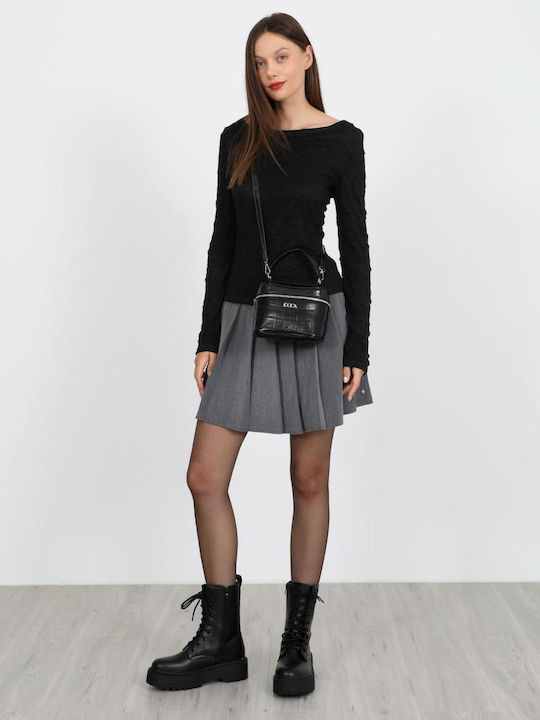 Damen Bluse mit Ausschnitt Lächeln Schwarze